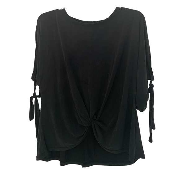 She+Sky Charcoal Grey Cold Shoulder Top With Ties - Picture 1 of 10